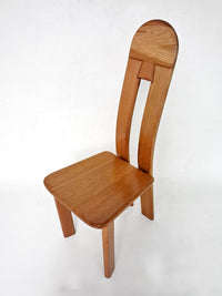 6 x De Puydt Rapsodie oak Brutalist dining chair from the 1970s.