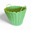 Woven plastic rattan baskets 1970s / Height 43 cm