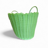 Woven plastic rattan baskets 1970s / Height 43 cm