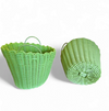 Woven plastic rattan baskets 1970s / Height 43 cm