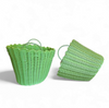 Woven plastic rattan baskets 1970s / Height 43 cm