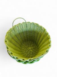 Woven plastic rattan baskets 1970s / Height 43 cm