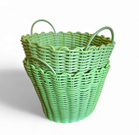 Woven plastic rattan baskets 1970s / Height 43 cm