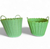 Woven plastic rattan baskets 1970s / Height 43 cm