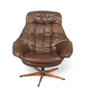 Danish Leather Swivel Lounge Chairs by H.W. Klein for Bramin, 1960s