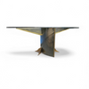 Postmodern Belgo Chrom table / oval glass top / 1980s