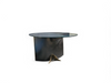 Postmodern Belgo Chrom table / oval glass top / 1980s
