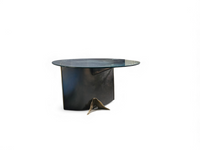 Postmodern Belgo Chrom table / oval glass top / 1980s