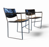 2 x Arco dining chair / Arnold Merckx / 1980s / black leather