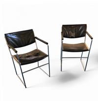 2 x Arco dining chair / Arnold Merckx / 1980s / black leather