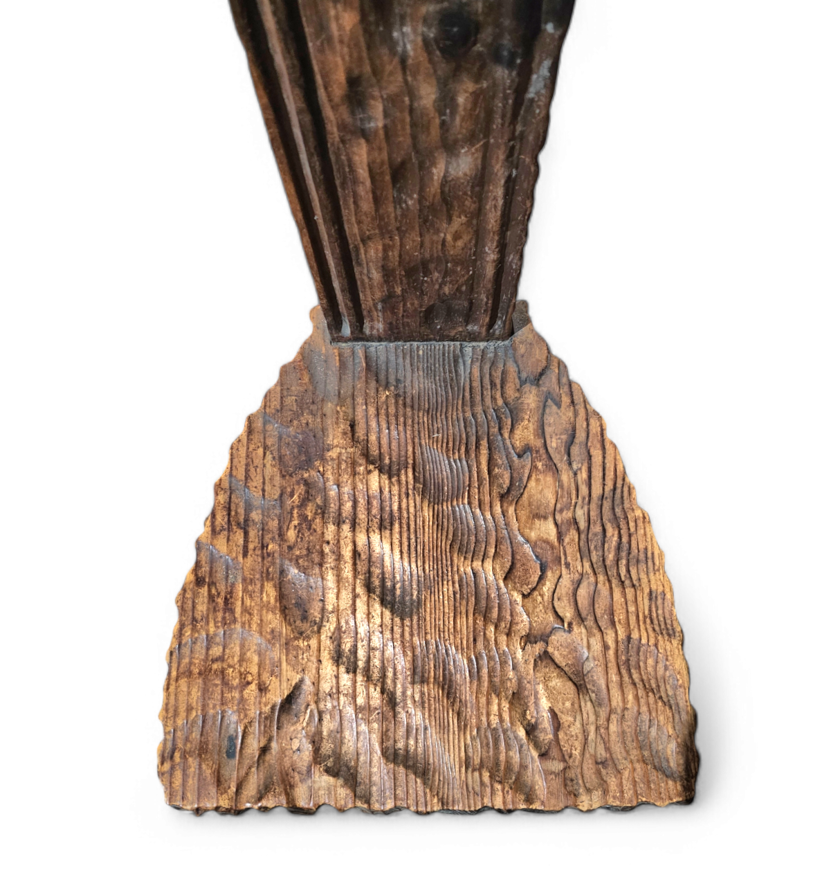 Brutalist primitive hall chair / hand-carved from solid wood and detailed with beautiful gouge woodwork