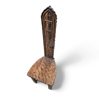 Brutalist primitive hall chair / hand-carved from solid wood and detailed with beautiful gouge woodwork