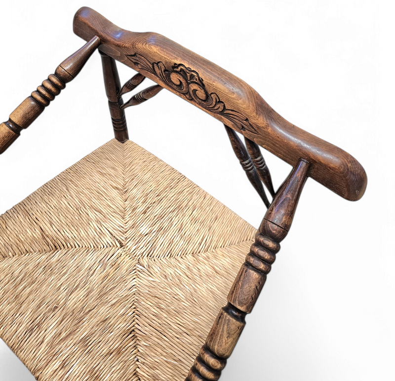 A pair of Dutch oak / matching Rush Chairs 1930s