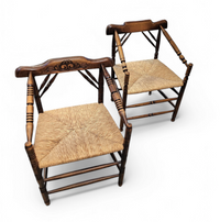 A pair of Dutch oak / matching Rush Chairs 1930s