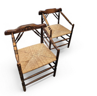 A pair of Dutch oak / matching Rush Chairs 1930s