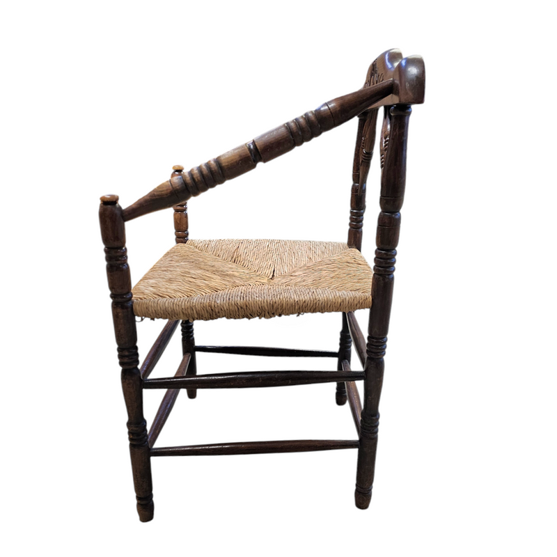 A pair of Dutch oak / matching Rush Chairs 1930s