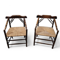A pair of Dutch oak / matching Rush Chairs 1930s