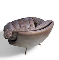Danish Leather Swivel Lounge Chairs by H.W. Klein for Bramin, 1960s