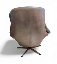 Danish Leather Swivel Lounge Chairs by H.W. Klein for Bramin, 1960s
