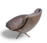 Danish Leather Swivel Lounge Chairs by H.W. Klein for Bramin, 1960s