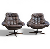 Danish Leather Swivel Lounge Chairs by H.W. Klein for Bramin, 1960s