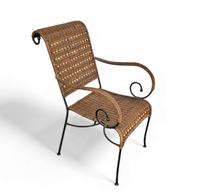 2 x wrought iron / rattan arm chairs 1970s