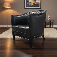 2 x black leather armchair 1980s / Art Deco style / good condition