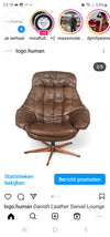 Danish Leather Swivel Lounge Chairs by H.W. Klein for Bramin, 1960s
