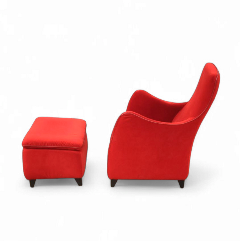 Senta armchair / hocker / ottoman by Gerard van den Berg for Wittmann / red velvet upholstery / marked
Stunning condition