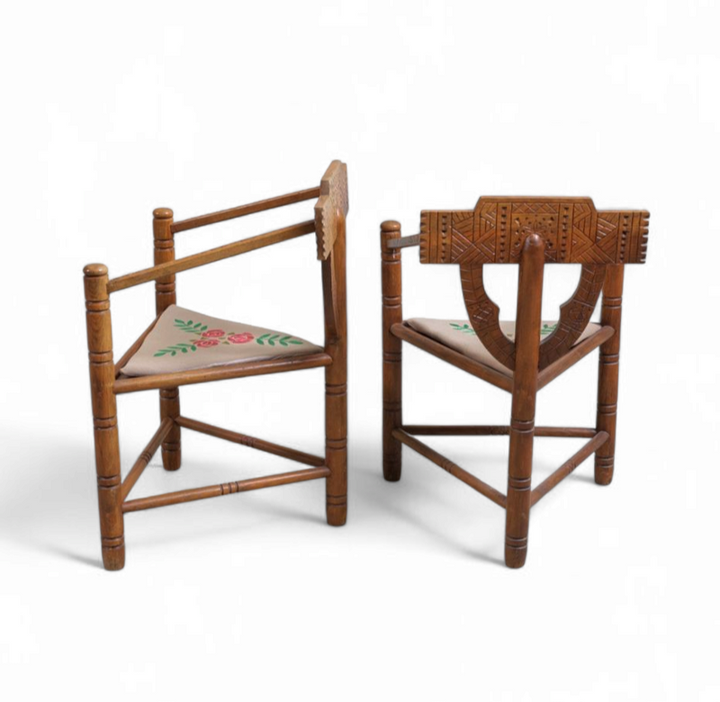 2 x Scandinavian / Sweden /carved Monk chairs 1920s