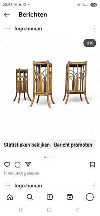 Nesting set bamboo plant stands 1970s