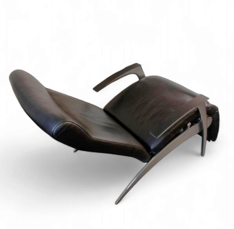 DAVID / design armchair /lounger by Interprofil / black leather good condition