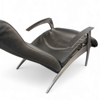 DAVID / design armchair /lounger by Interprofil / black leather good condition