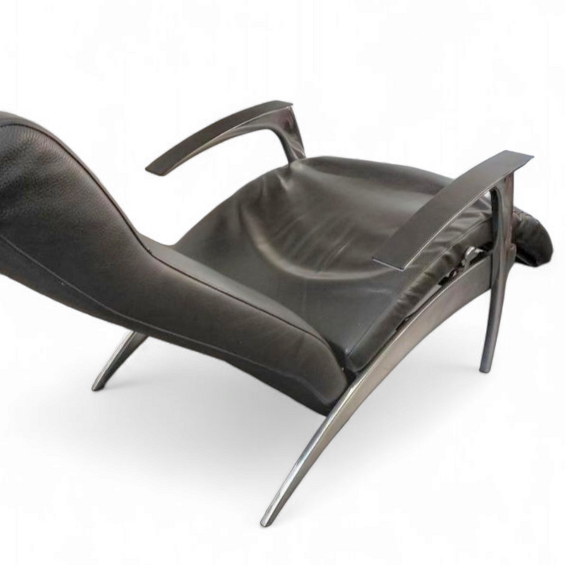 DAVID / design armchair /lounger by Interprofil / black leather good condition