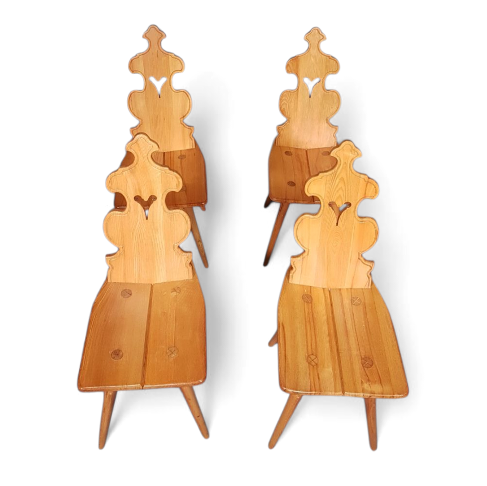 Vintage Mid-Century Brutalist Style Design Tiroler Chair set of 4