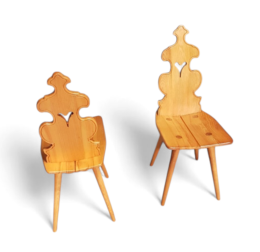 Vintage Mid-Century Brutalist Style Design Tiroler Chair set of 4