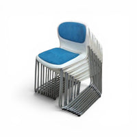 20 x Gerd Lange West German Chrome SM 400 Swing Chairs / Blue upholstery / 1990s