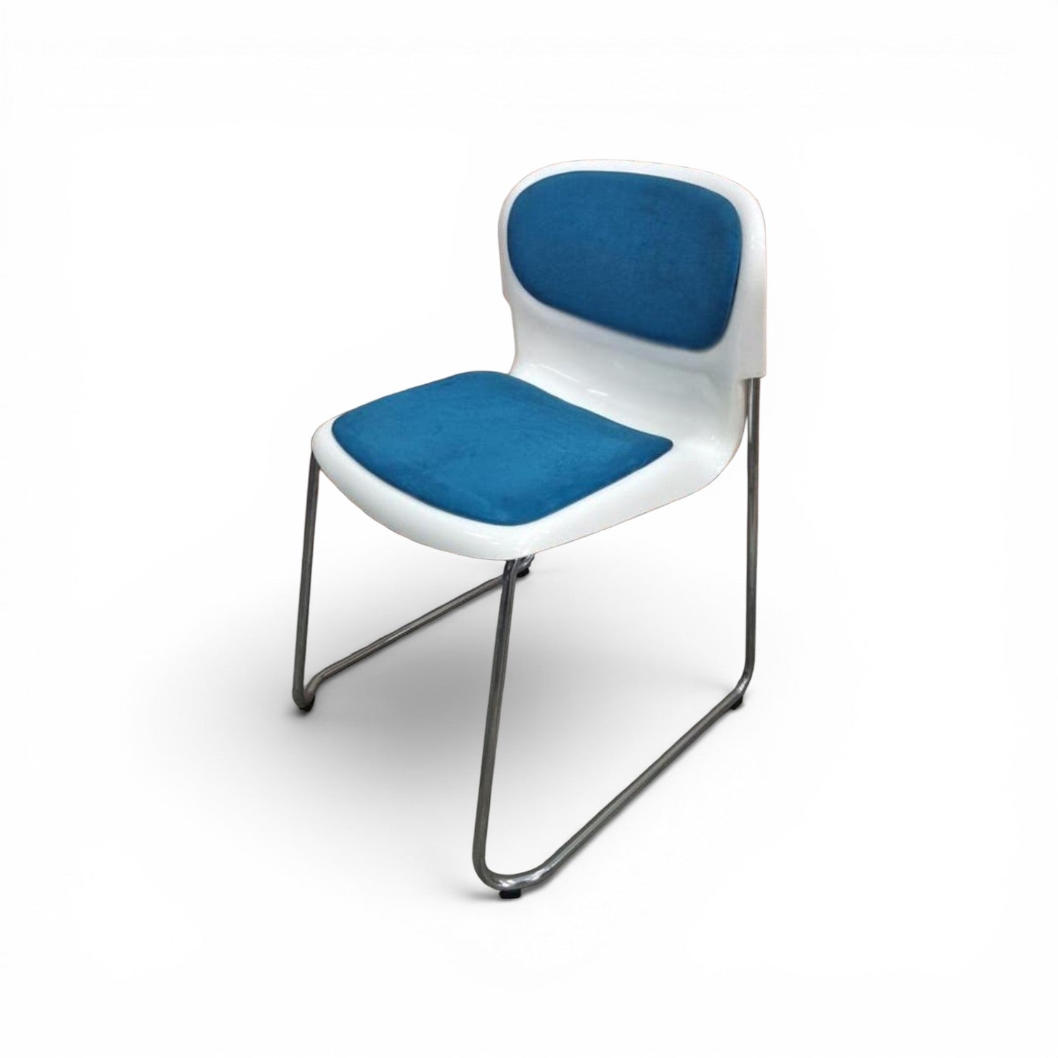 20 x Gerd Lange West German Chrome SM 400 Swing Chairs / Blue upholstery / 1990s