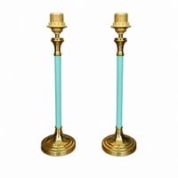 2 x Brass and Blue Steel Table Lamps from Kullmann / 1970s /