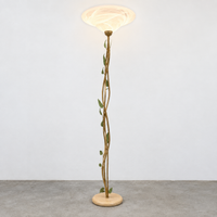 2 x floorlamp / botanic / floral metal decoration / 1970s /