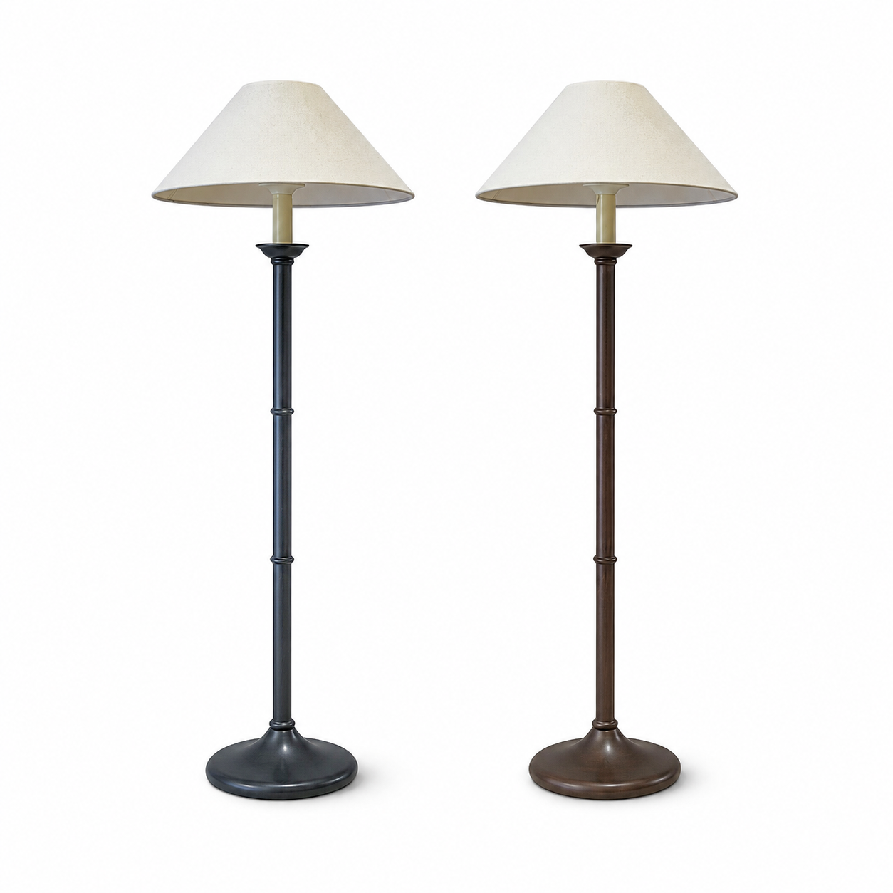 2 x Wooden faux bamboo table lamps / 1980s