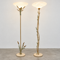 2 x floorlamp / botanic / floral metal decoration / 1970s /