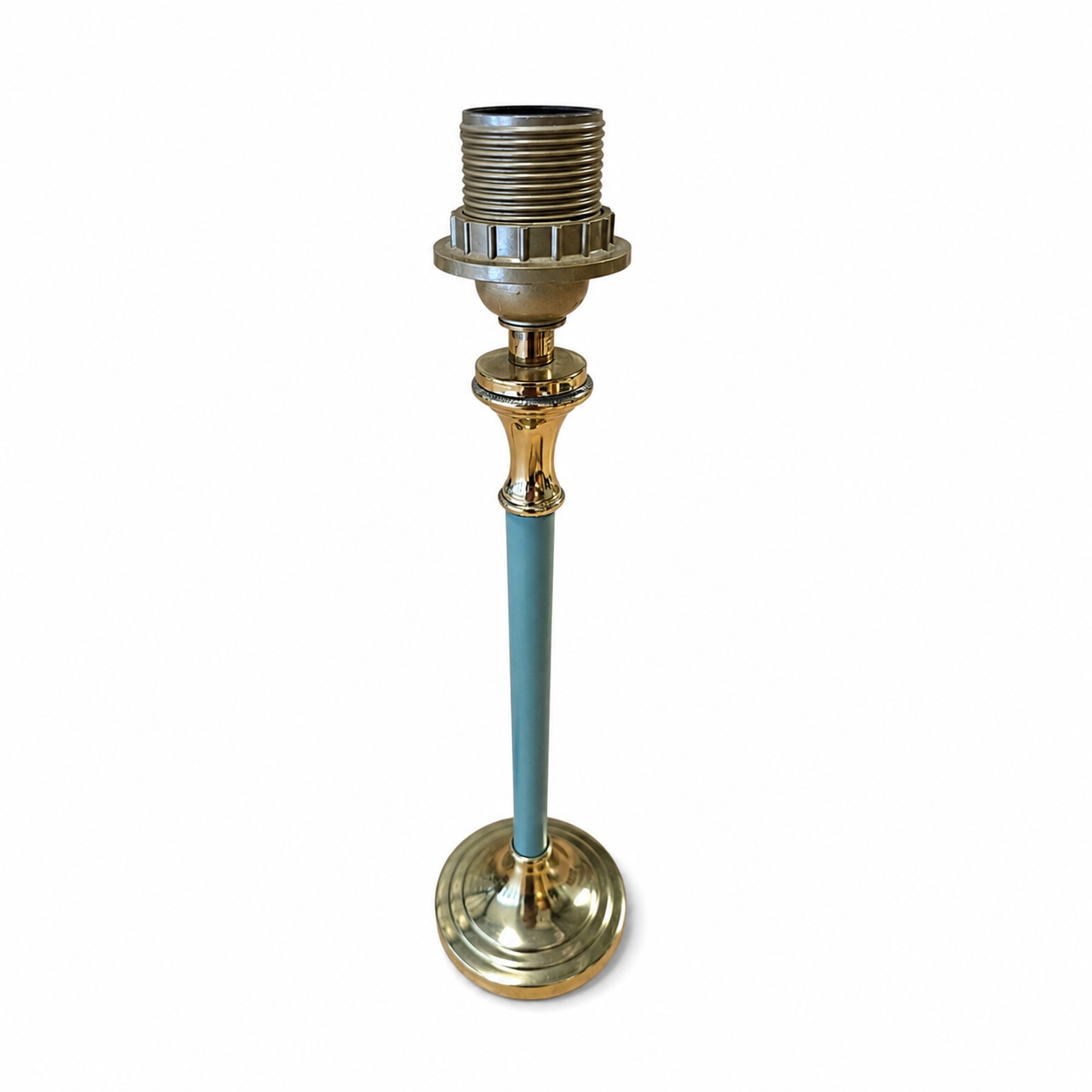 2 x Brass and Blue Steel Table Lamps from Kullmann / 1970s /