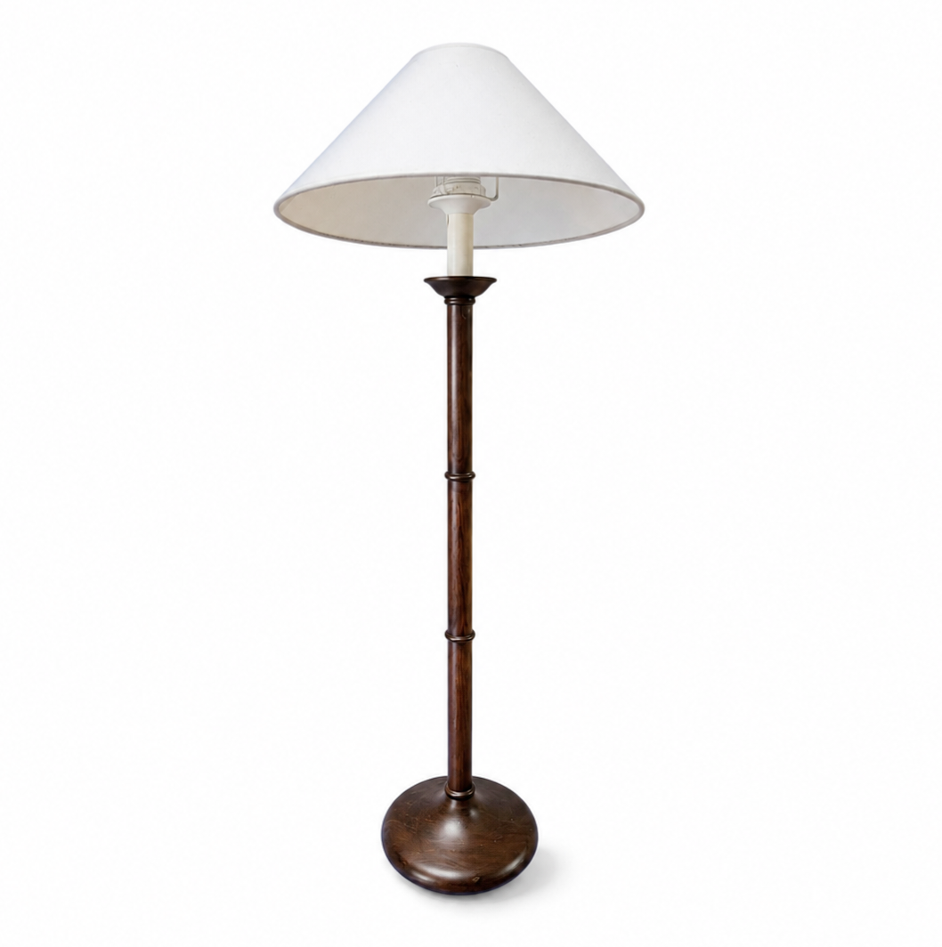 2 x Wooden faux bamboo table lamps / 1980s