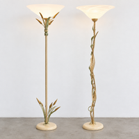 2 x floorlamp / botanic / floral metal decoration / 1970s /