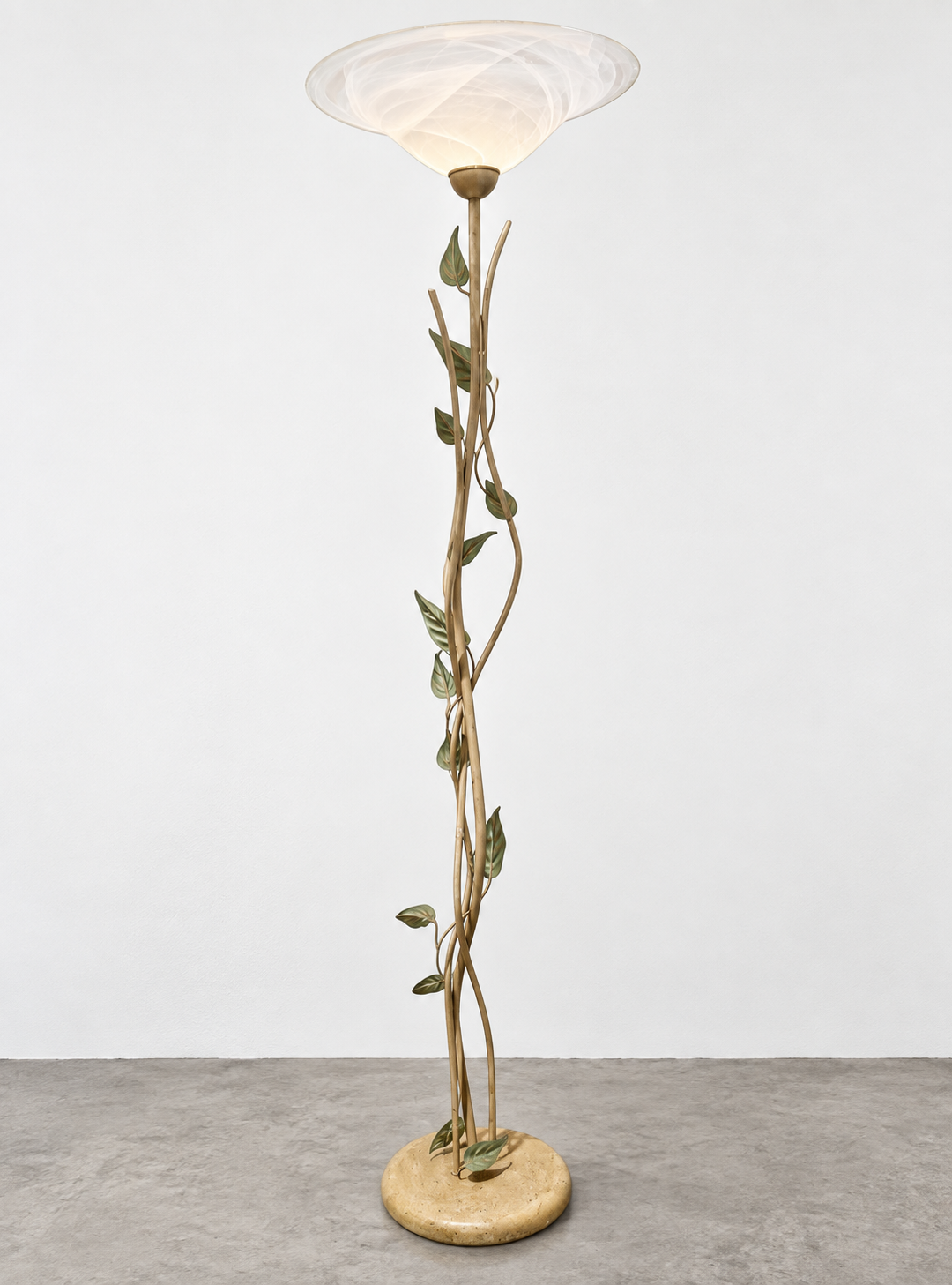 2 x floorlamp / botanic / floral metal decoration / 1970s /