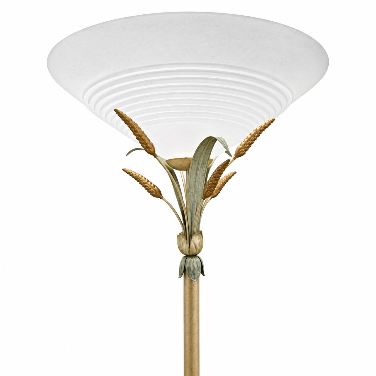 2 x floorlamp / botanic / floral metal decoration / 1970s /