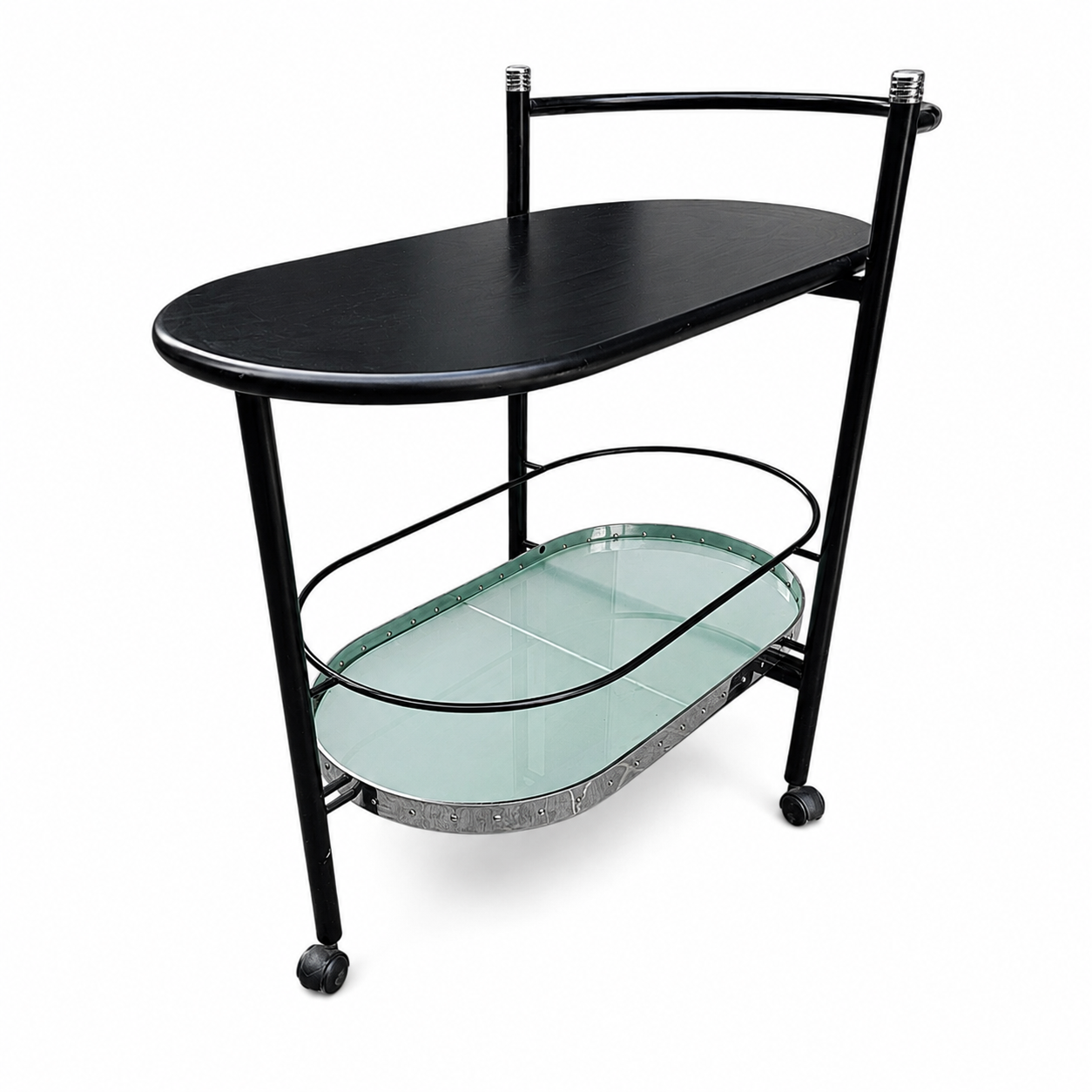 Black Oval Drinks Trolley / Bar cart / 1980s