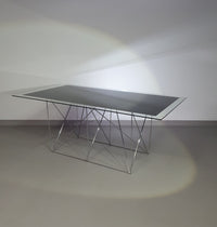 Steel and Glass Dining Table by Max Sauze for Max Sauze Studio, 1970s