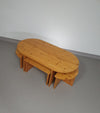 Child nesting table set 1980s / pine wood.